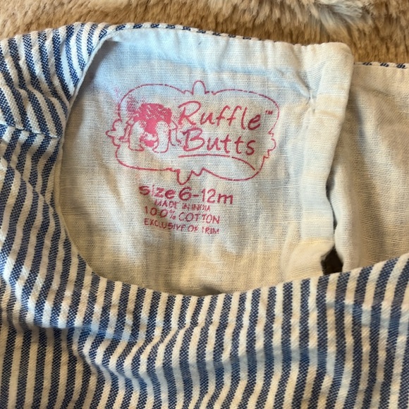 RuffleButts Girls Seersucker Ric Rac Open Back Swing Top size 6-12 months. - Picture 4 of 7